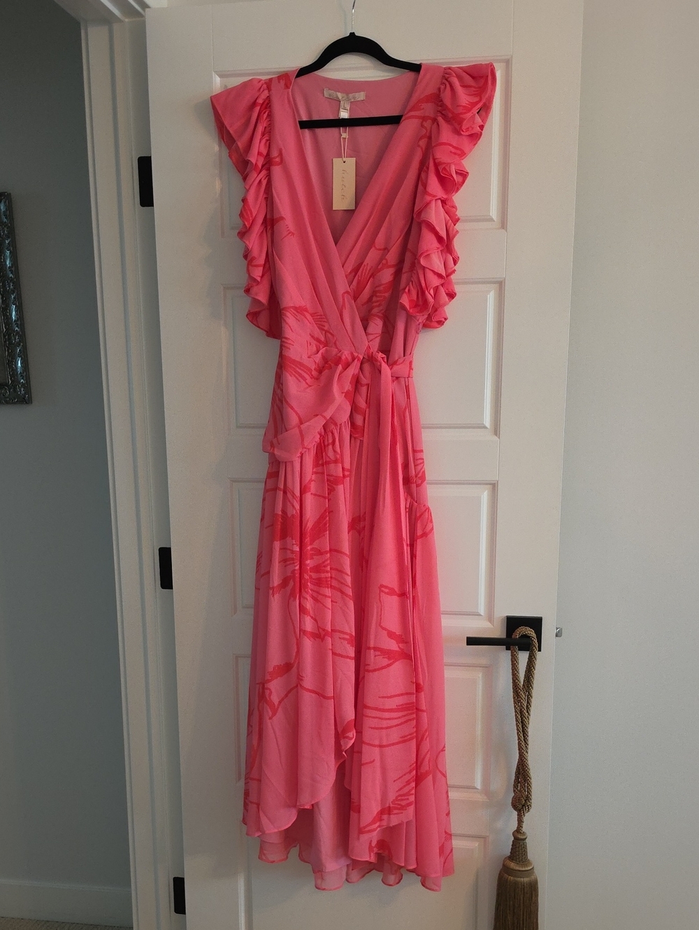 Sold Out Hutch X Anthropologie Pink Ruffle Wrap Maxi Dress